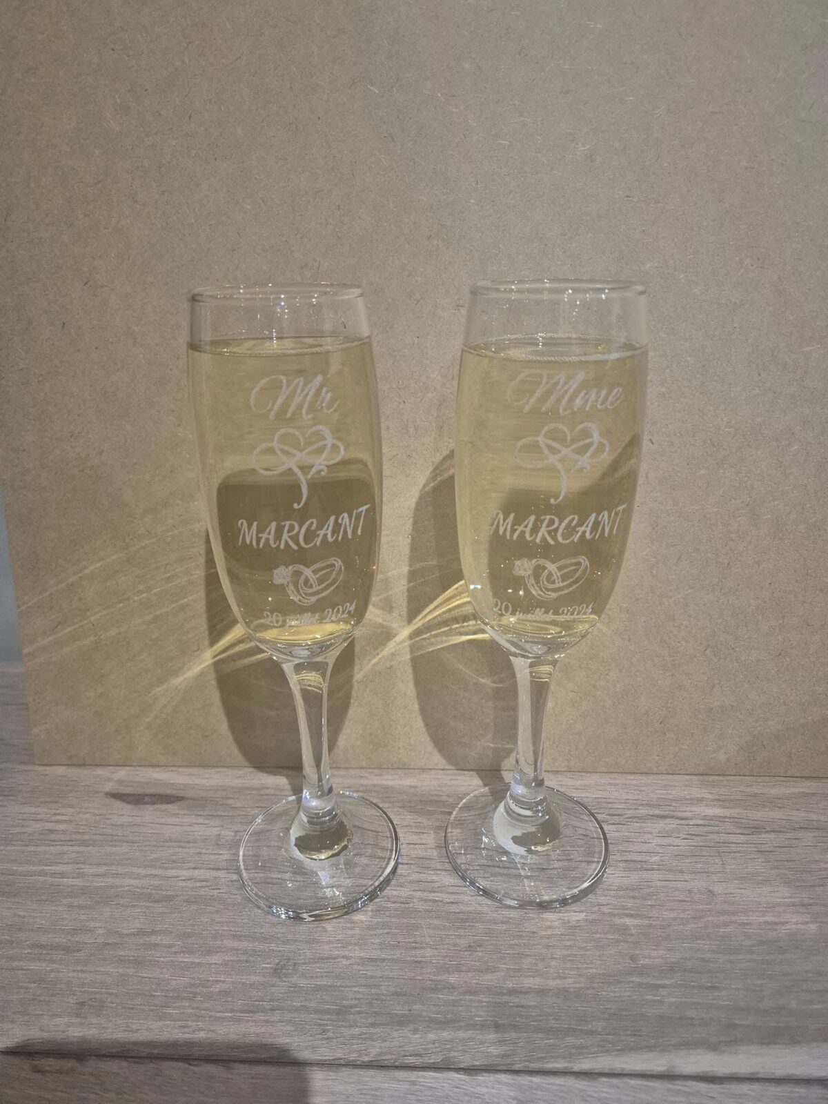 Verre Personnalisé- Flûtes Gravés pour mariés