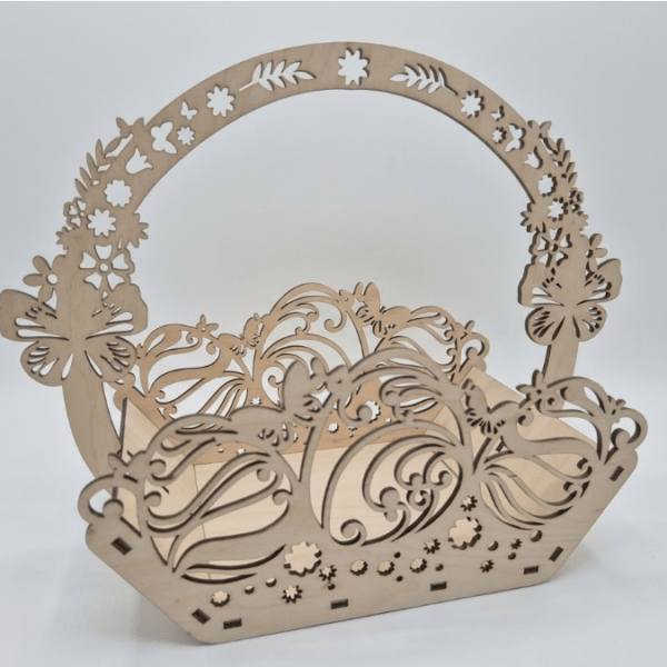 Panier de chasse aux œufs en bois – Décoration de Pâques élégante